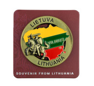 Round magnet with Lithuania map and Vytis